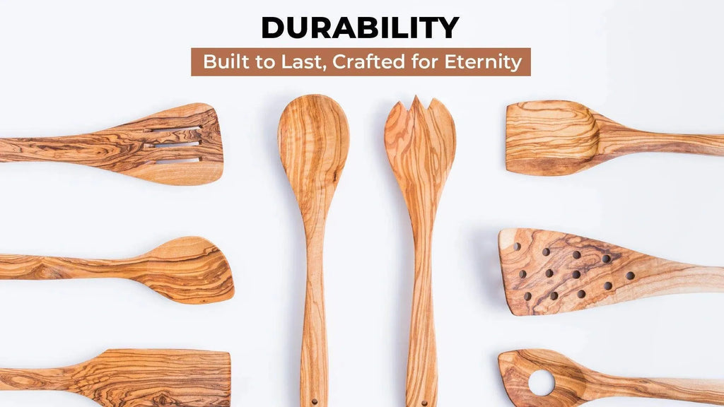 Ditch Plastic, Go Natural! Set of 8 Handmade Olive Wood Utensils