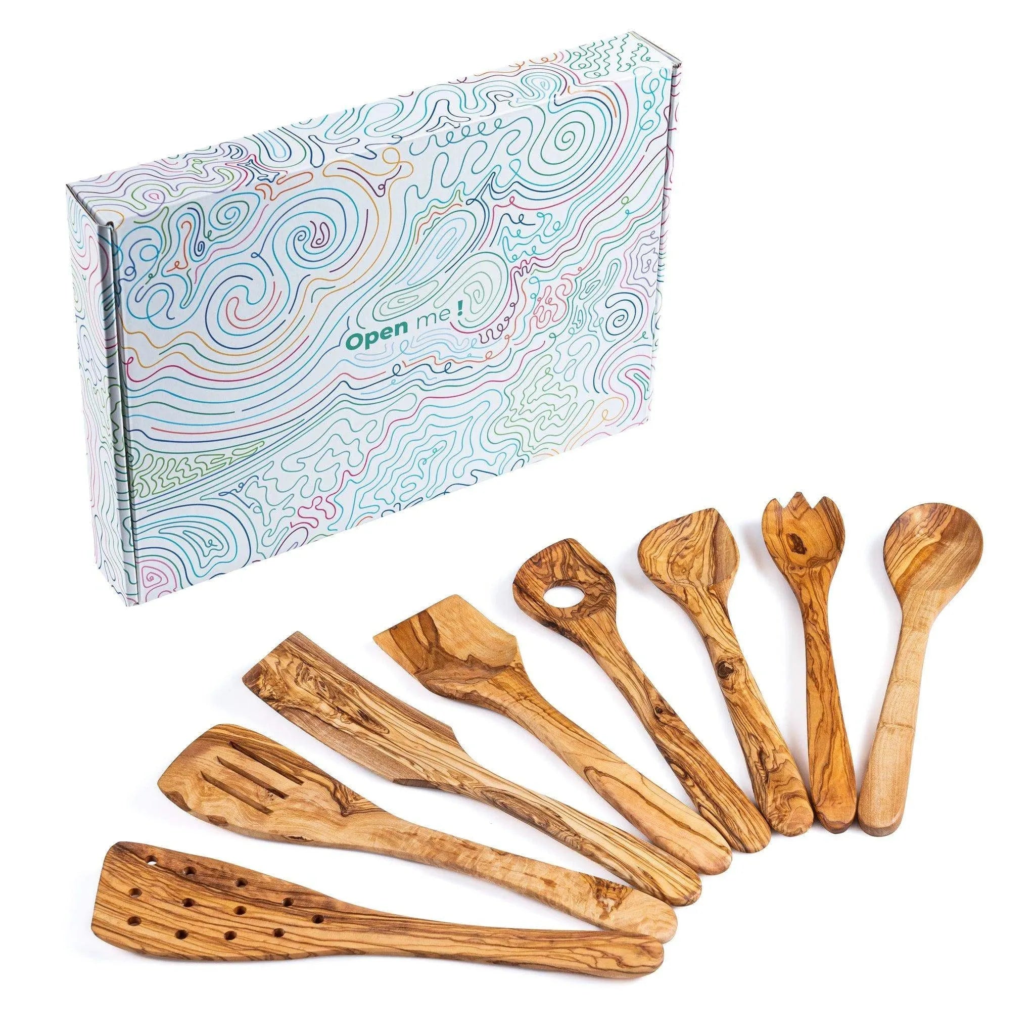 Ditch Plastic, Go Natural! Set of 8 Handmade Olive Wood Utensils