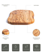 Handmade Olive Wood Cutting Board – Reversible, Rustic & Food-Safe | 12x7" (30x18cm)