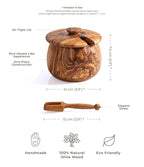 Handmade Olive Wood Jar with Lid & Scoop – Natural Spice Container