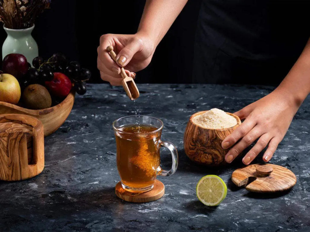 Handmade Olive Wood Jar with Lid & Scoop – Natural Spice Container