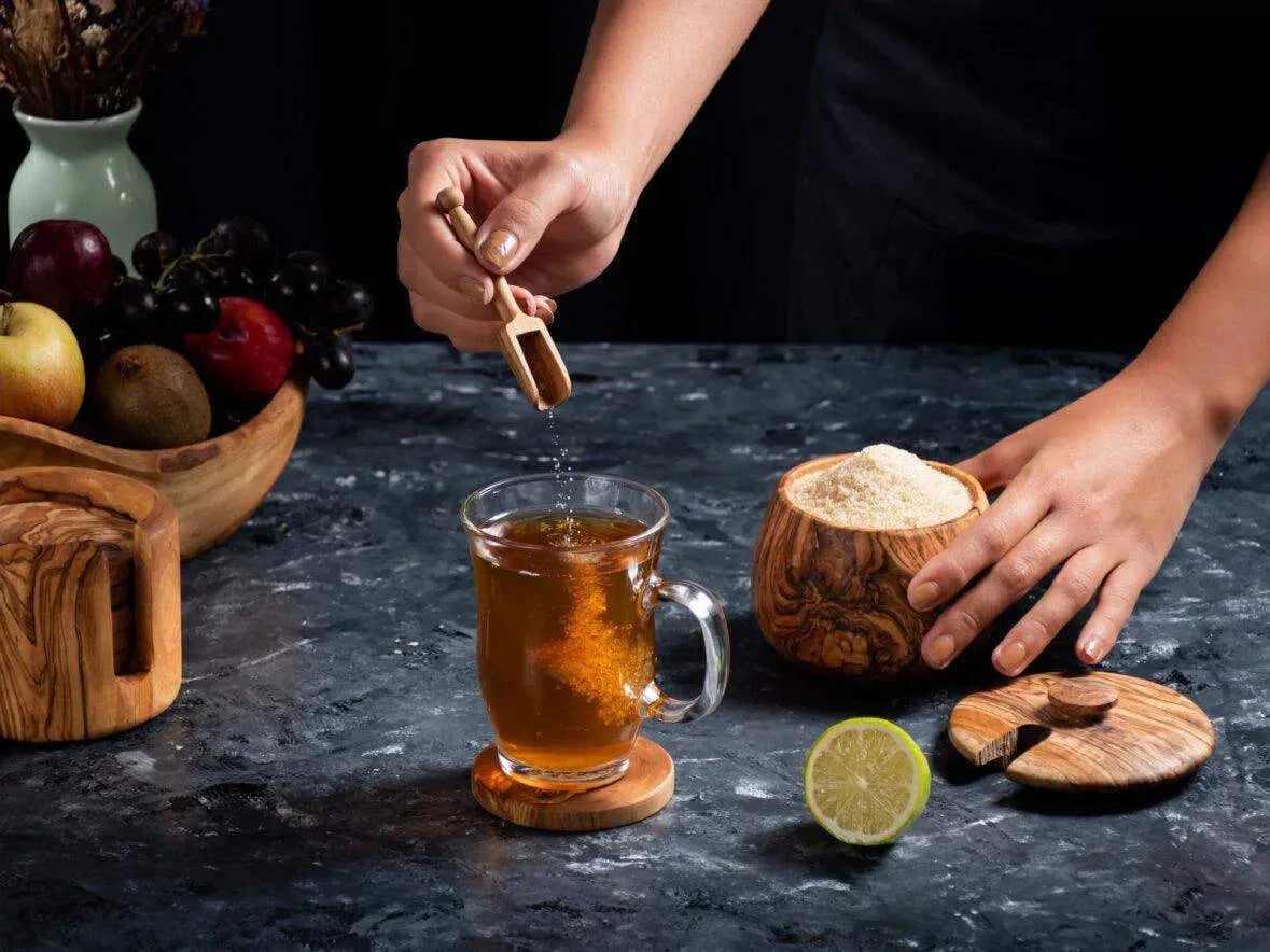 Handmade Olive Wood Jar with Lid & Scoop – Natural Spice Container