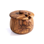 Handmade Olive Wood Jar with Lid & Scoop – Natural Spice Container