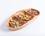Handmade Olive Wood Snack Plate – 3 Compartments for Appetizers & Snacks
