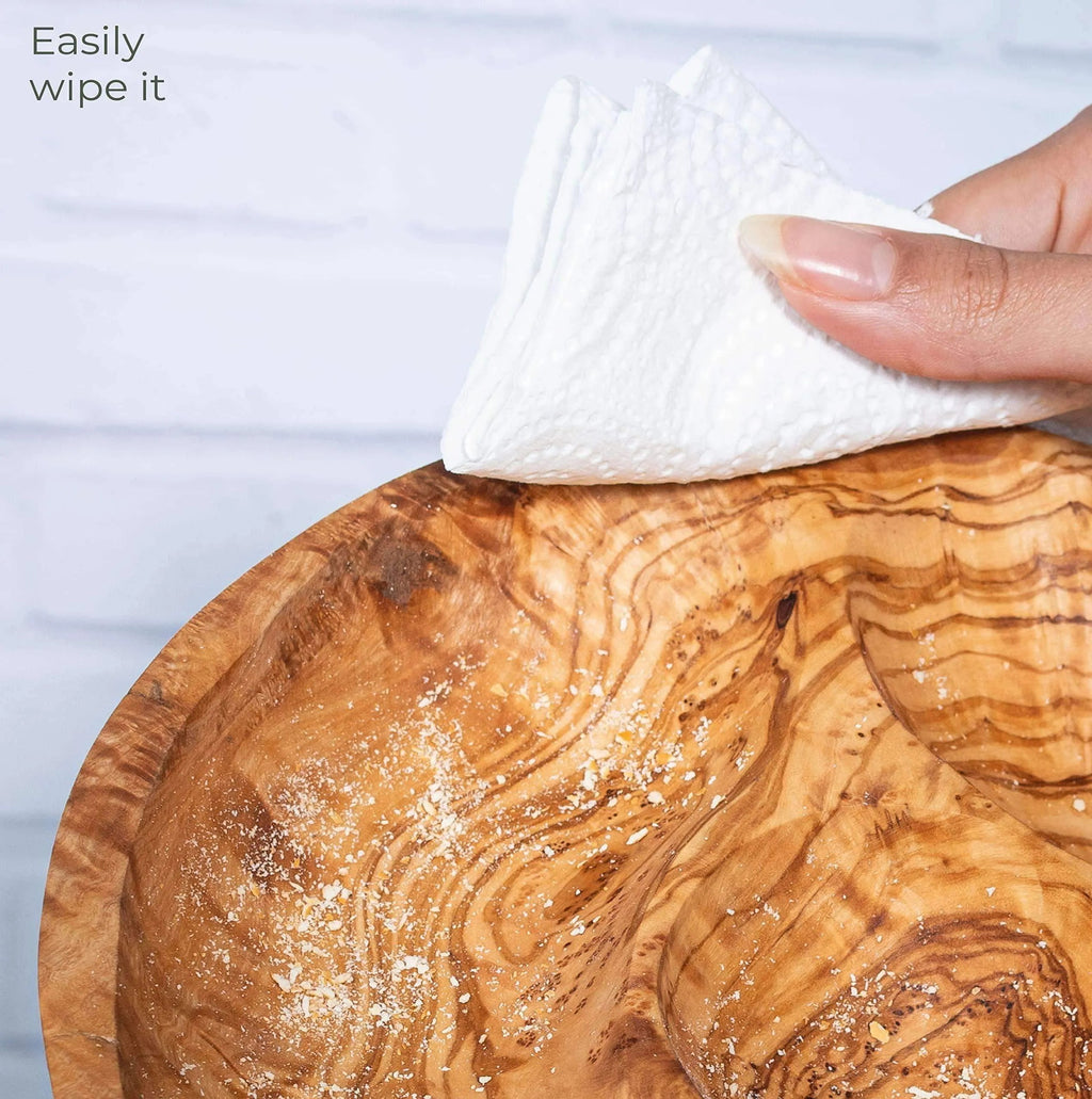 Handmade Olive Wood Snack Plate – 4-Compartment Round Appetizer Tray (8.6")