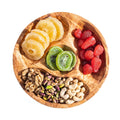Handmade Olive Wood Snack Plate – 4-Compartment Round Appetizer Tray (8.6")