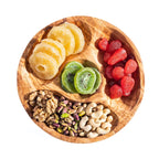 Handmade Olive Wood Snack Plate – 4-Compartment Round Appetizer Tray (8.6")