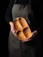 Handmade Olive Wood Snack Plate – 4 Compartments | Elegant, Eco-Friendly & Unique