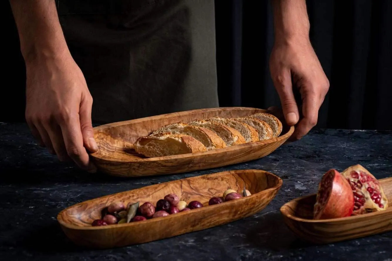 Handmade Olive Wood Tray – Multifunctional Bread, Fruit & Catch-All Organizer