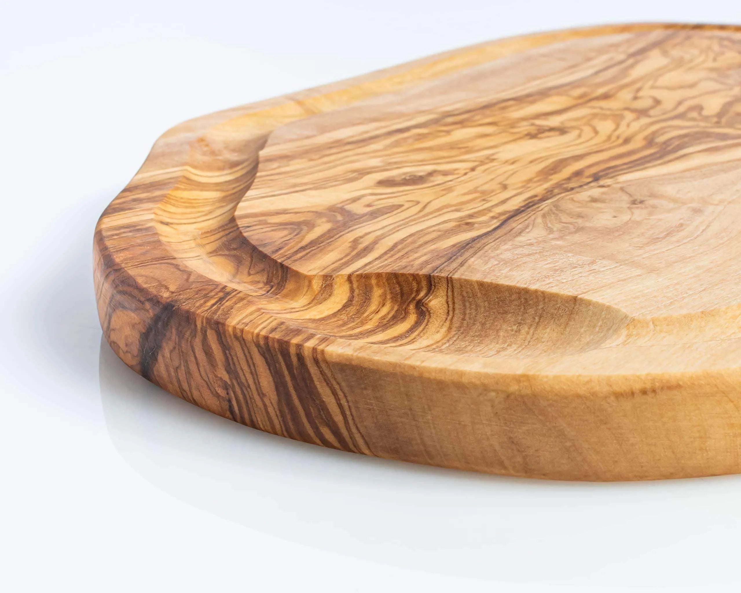 Lezarcad Handmade Olive Wood Cutting Board with Juice Groove - Rustic Elegance & Function | 13.7x7" (35x18 cm)