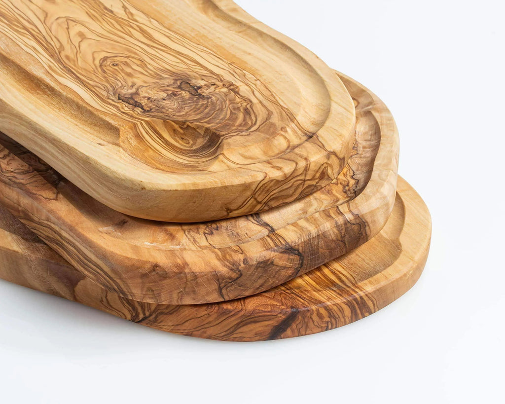 Lezarcad Handmade Olive Wood Cutting Board with Juice Groove - Rustic Elegance & Function | 13.7x7" (35x18 cm)
