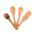 Lezarcad Olive Wood Kitchen Utensils – Handmade 4-Piece Set with Spatula, Ladle & Spoons