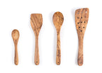 Lezarcad Olive Wood Kitchen Utensils – Handmade Set with Slotted Spatula & Small Spoon