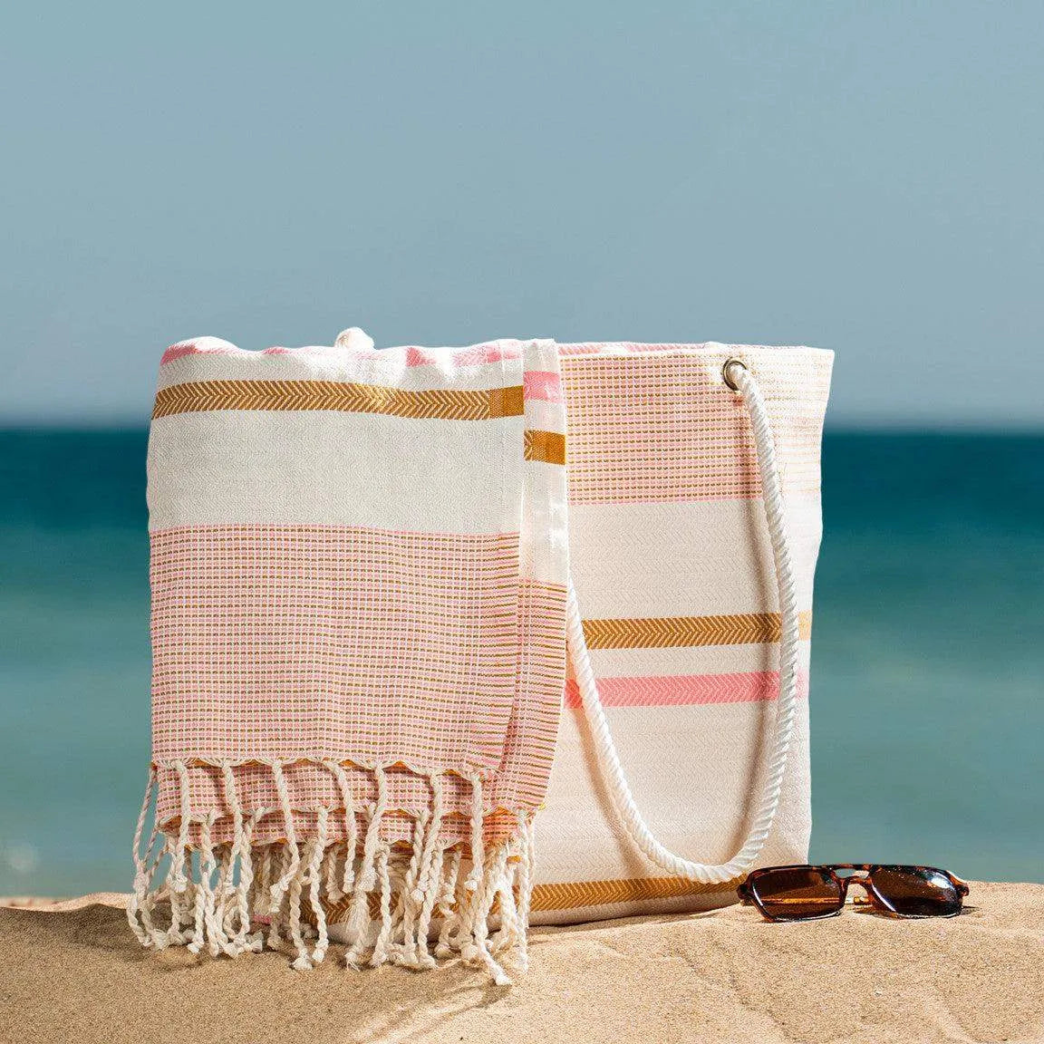 Lezarcad Thermal Beach Bag with Absorbent Towel – Stylish & Spacious Tote