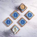 Olive Wood & Ceramic Tray with Matching Coasters – Handcrafted Mediterranean Set