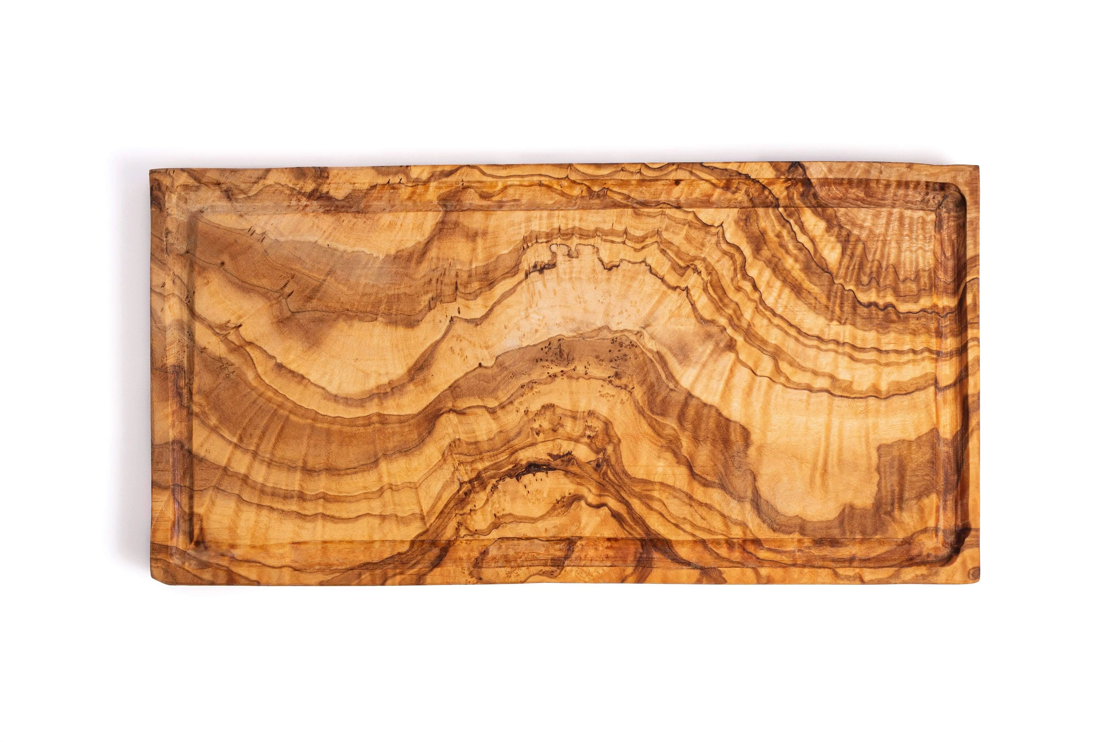 Olive Wood Rustic Cutting Board with Groove - 35x18 cm