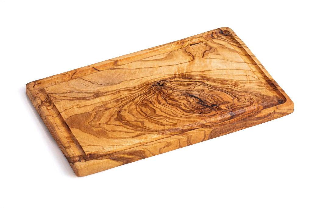 Olive Wood Rustic cutting board with groove - 30x18 cm