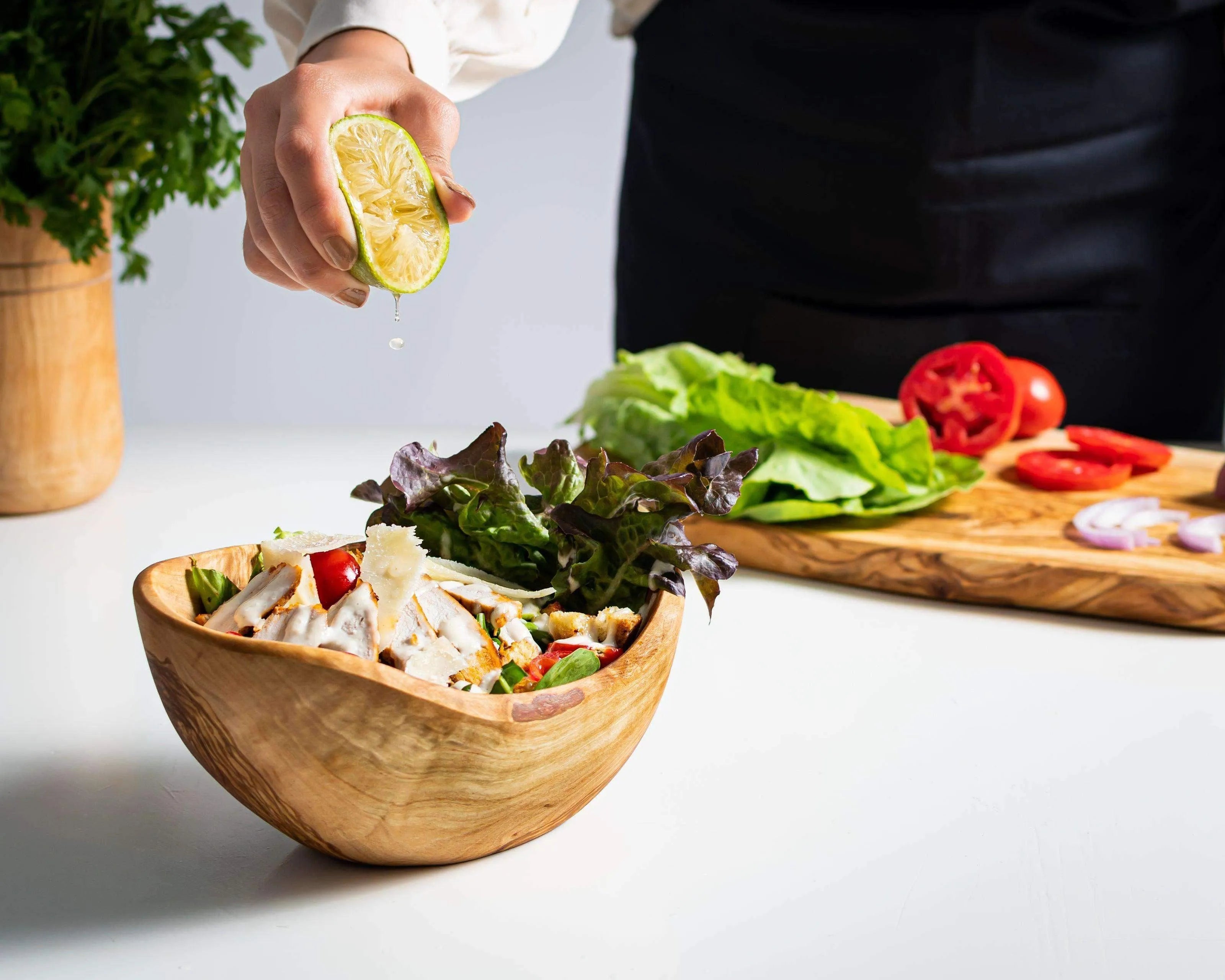 Rustic Handmade Olive Wood Bowl & Salad Servers – Eco-Friendly Kitchenware