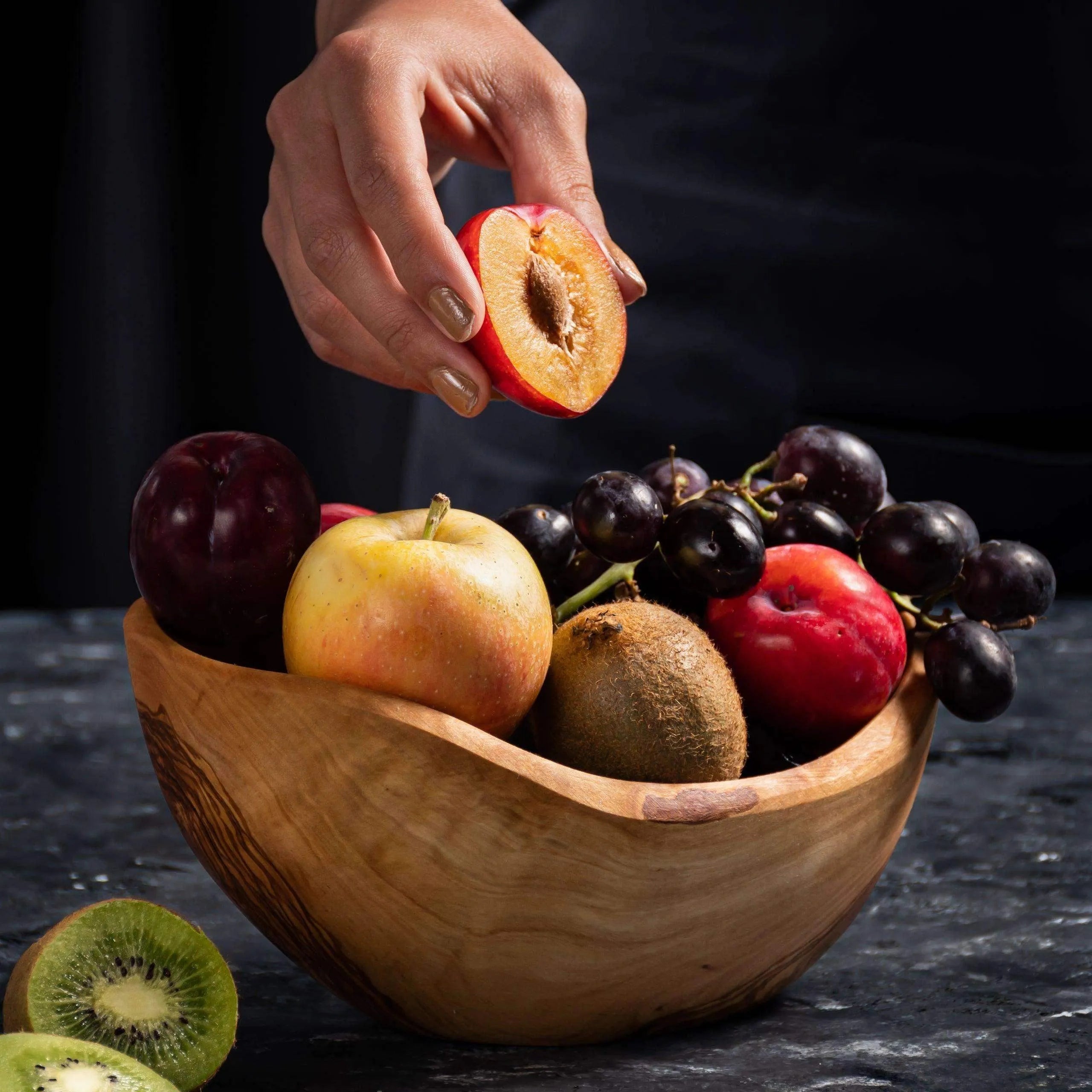Rustic Handmade Olive Wood Bowl & Salad Servers – Eco-Friendly Kitchenware