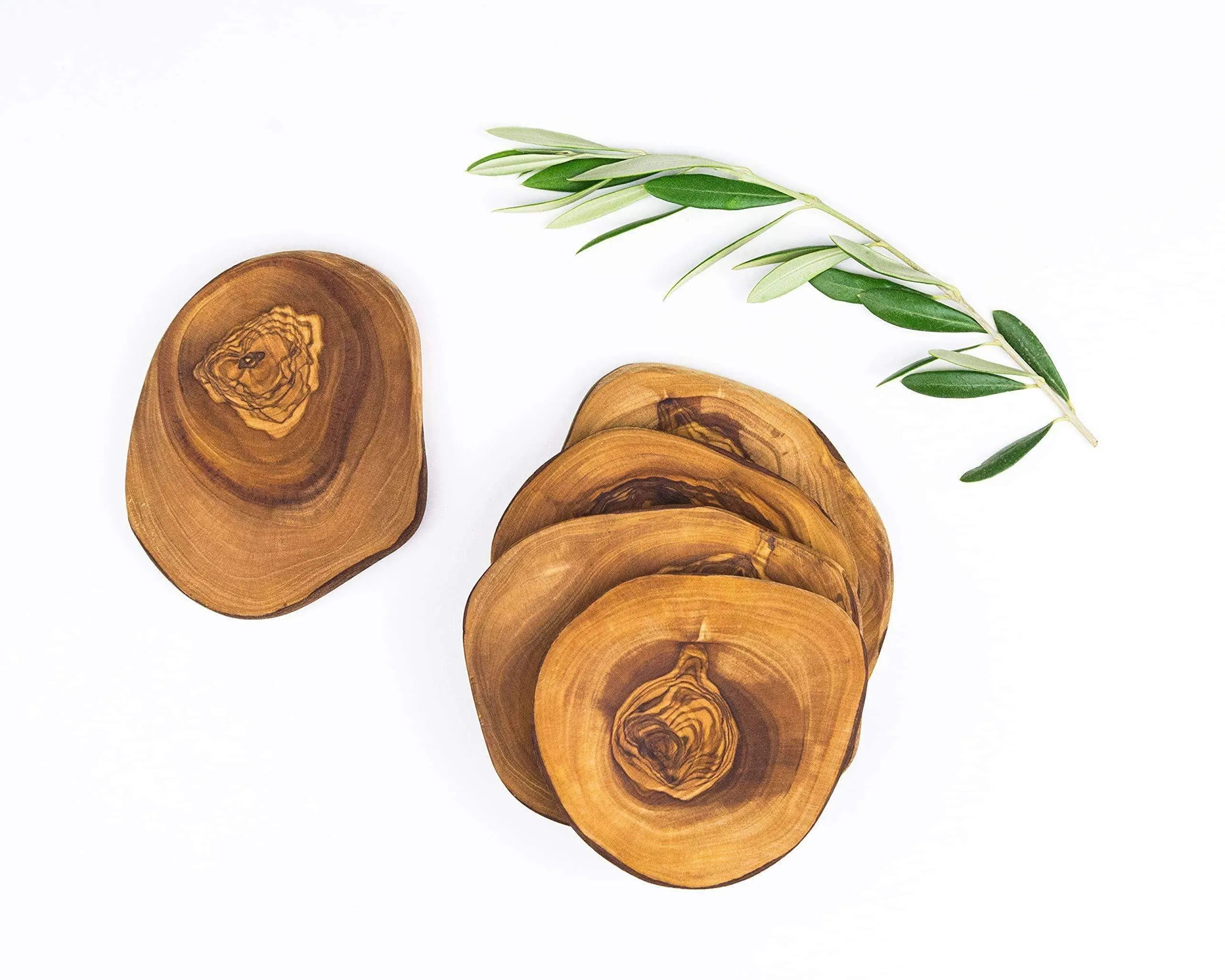 Rustic Olive Wood Coasters Set of 6 – Handmade, Durable & Eco-Friendly