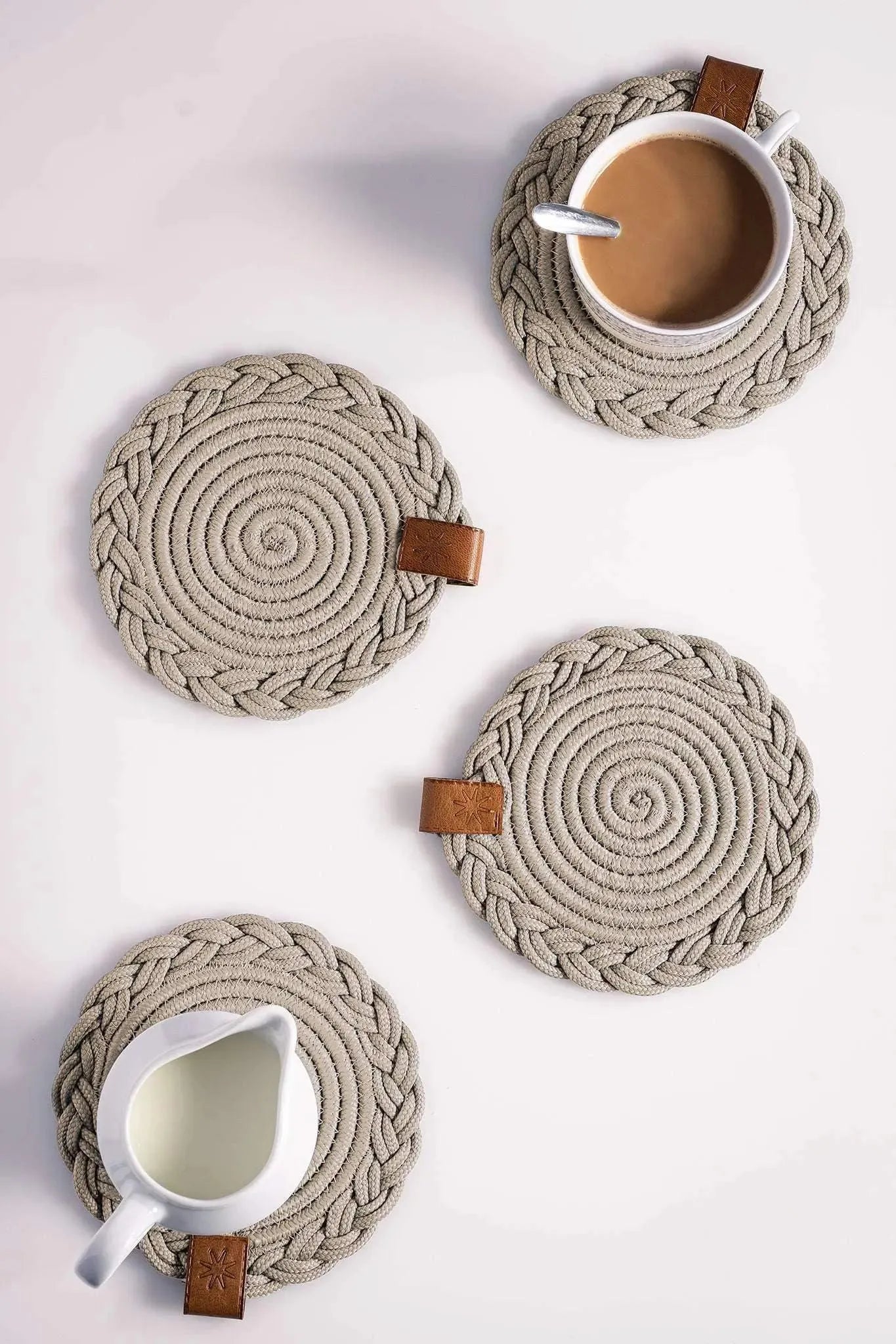 Set of 2 Beige Coasters - 15cm