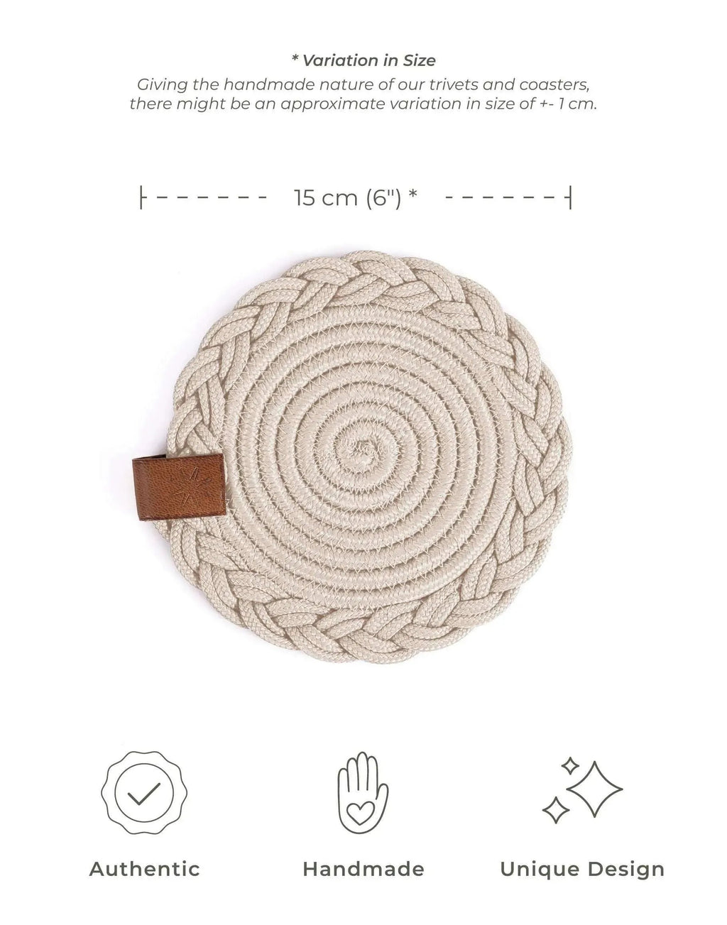 Set of 2 Beige Coasters - 15cm