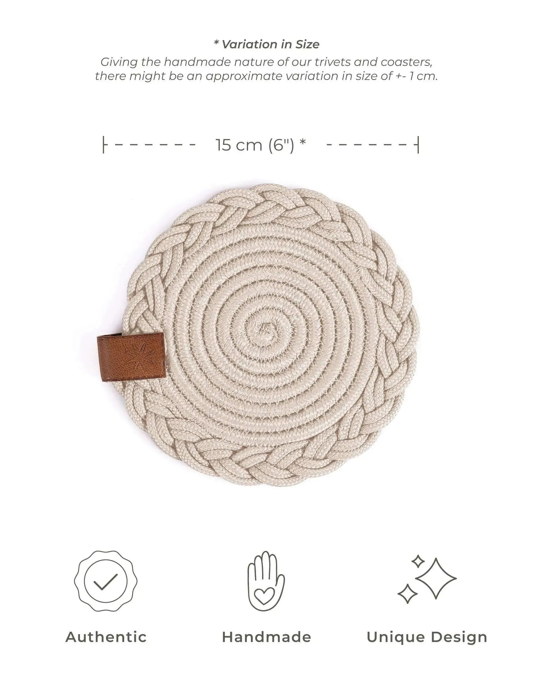 Set of 2 Beige Coasters - 15cm