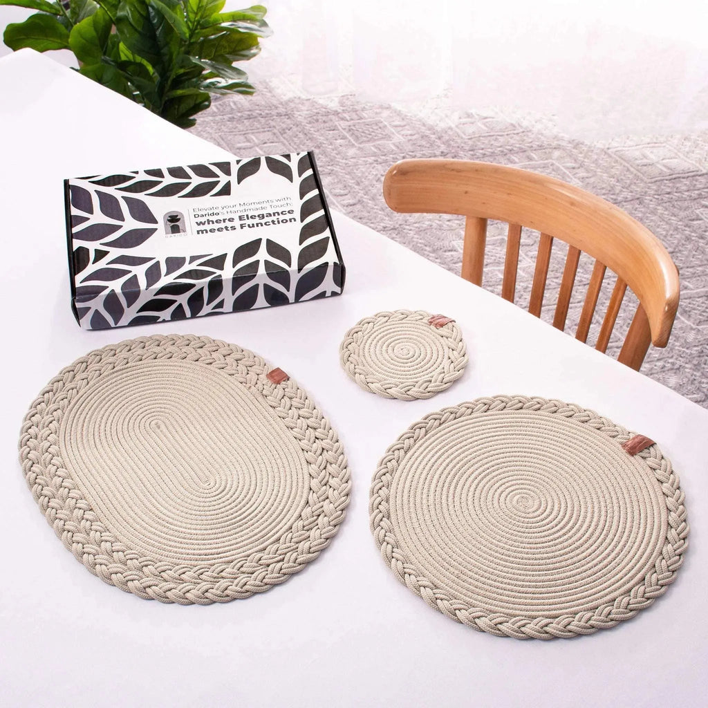 Set of 2 Beige Coasters - 15cm