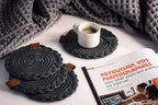 Set of 2 Black Coasters- 15cm