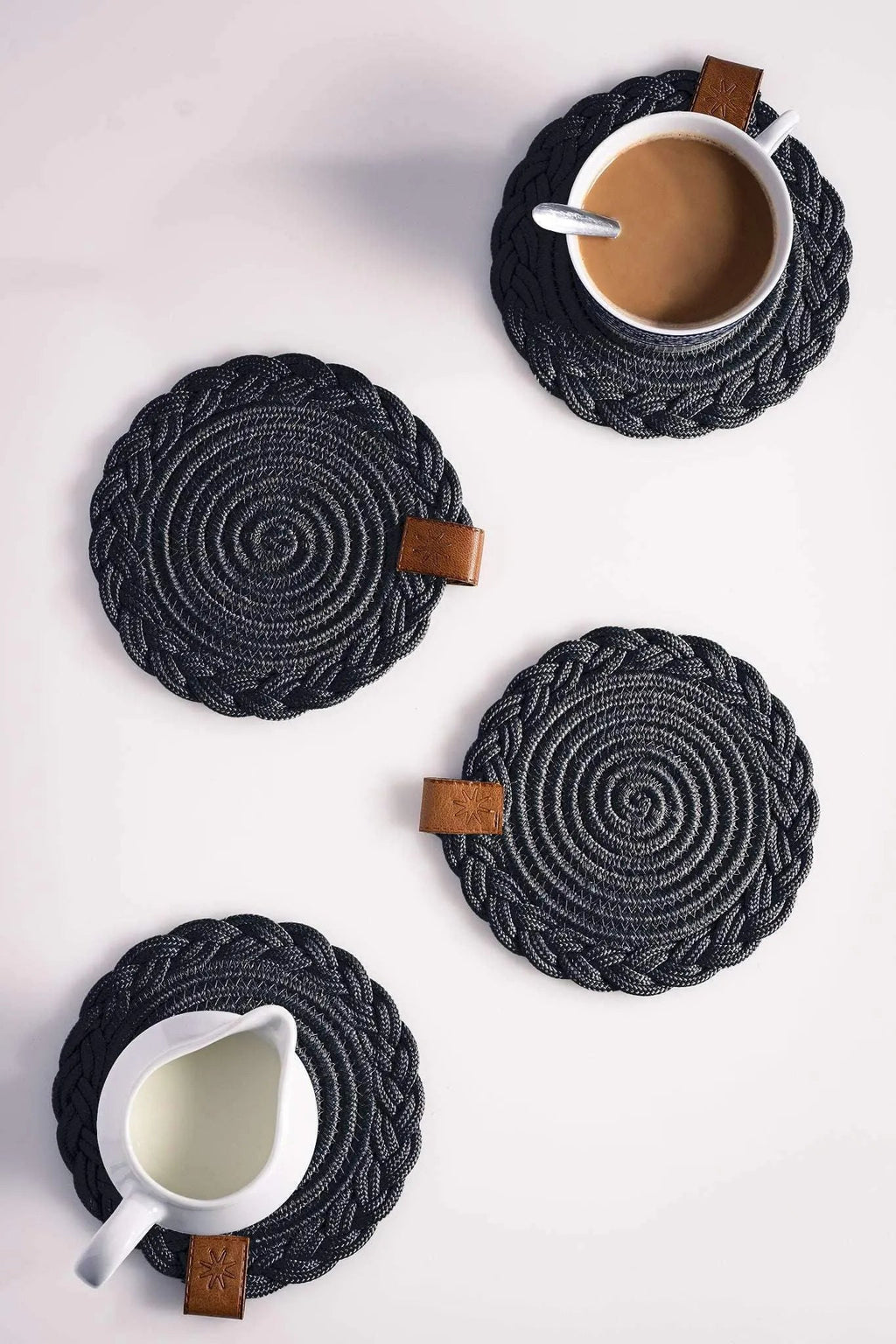Set of 2 Black Coasters- 15cm
