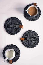 Set of 2 Black Coasters- 15cm