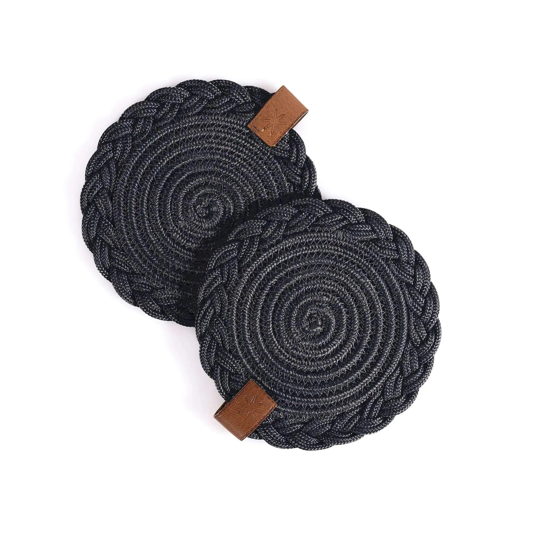 Set of 2 Black Coasters- 15cm