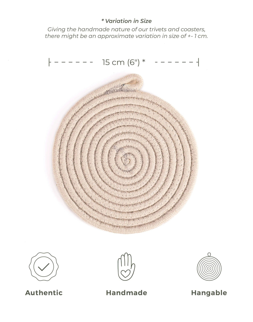 Set of 2 Round Beige Coasters - 15cm