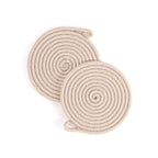 Set of 2 Round Beige Coasters - 15cm