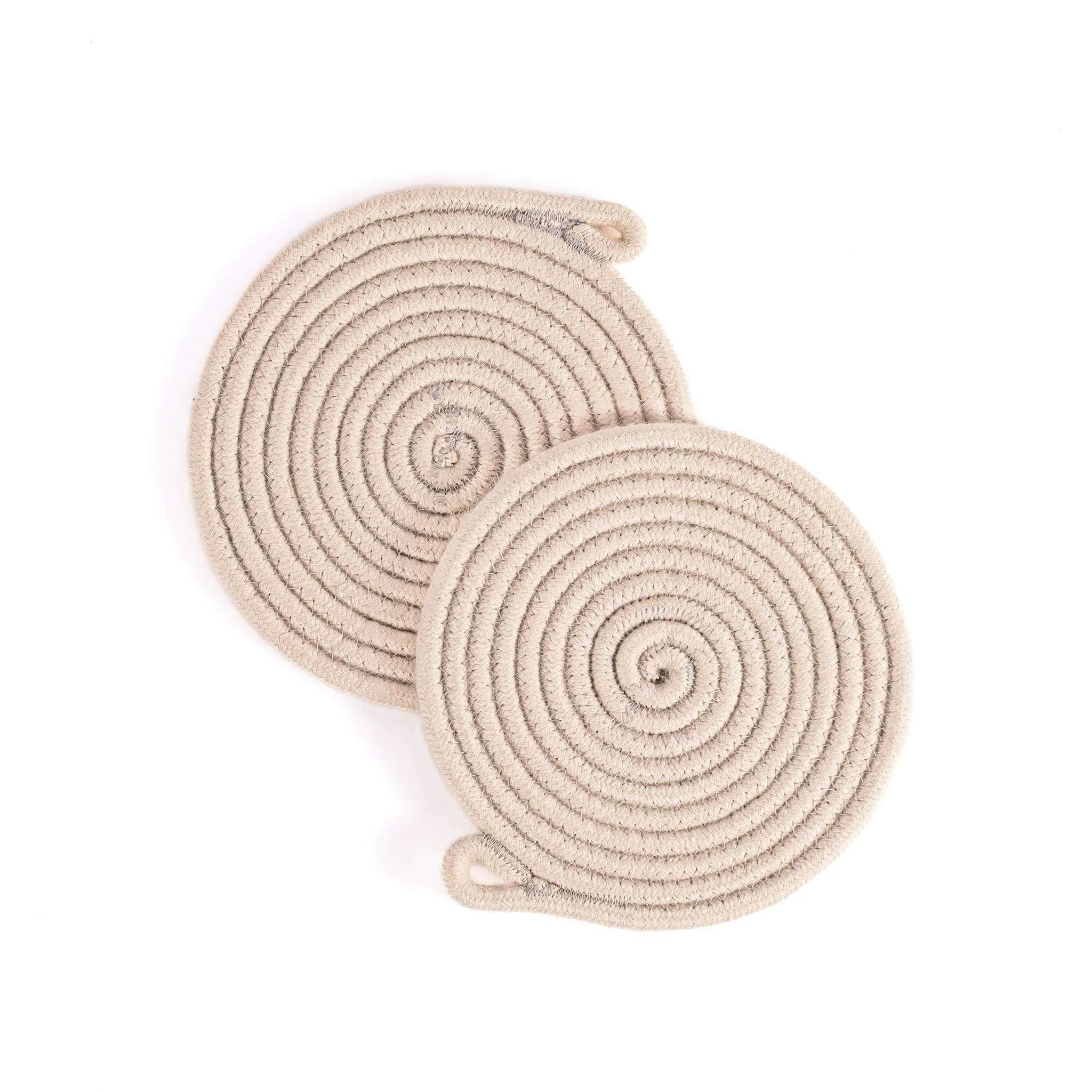 Set of 2 Round Beige Coasters - 15cm